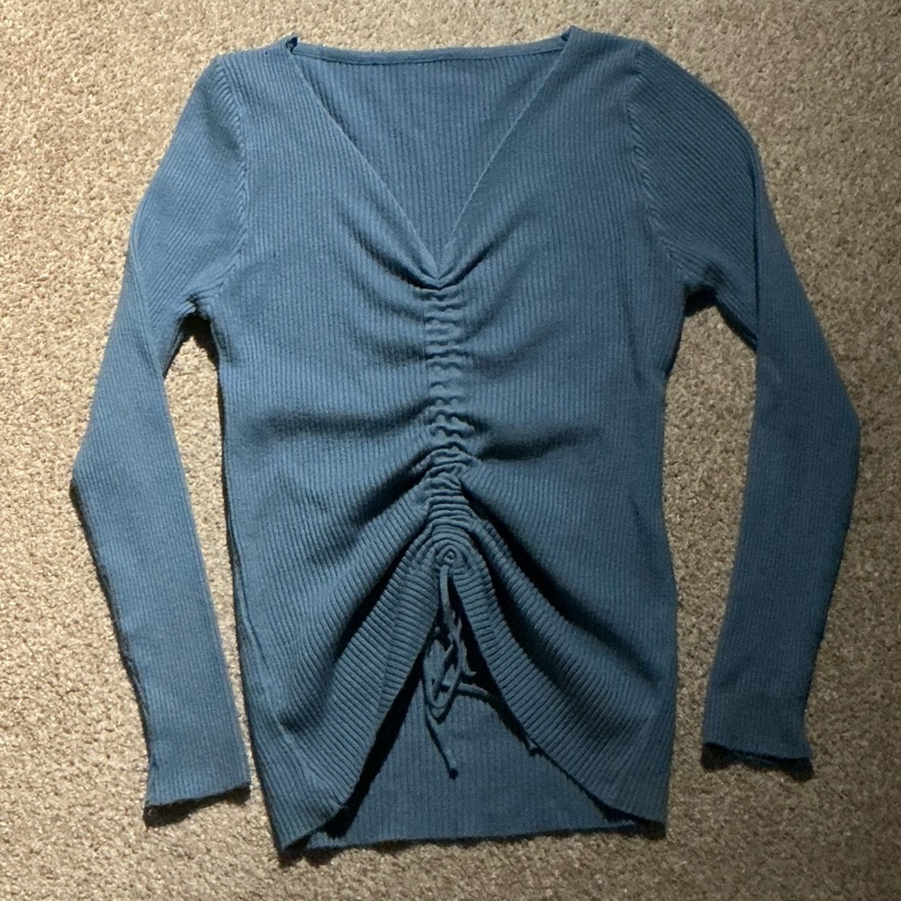 Blue Ruched Long Sleeve H&M Top